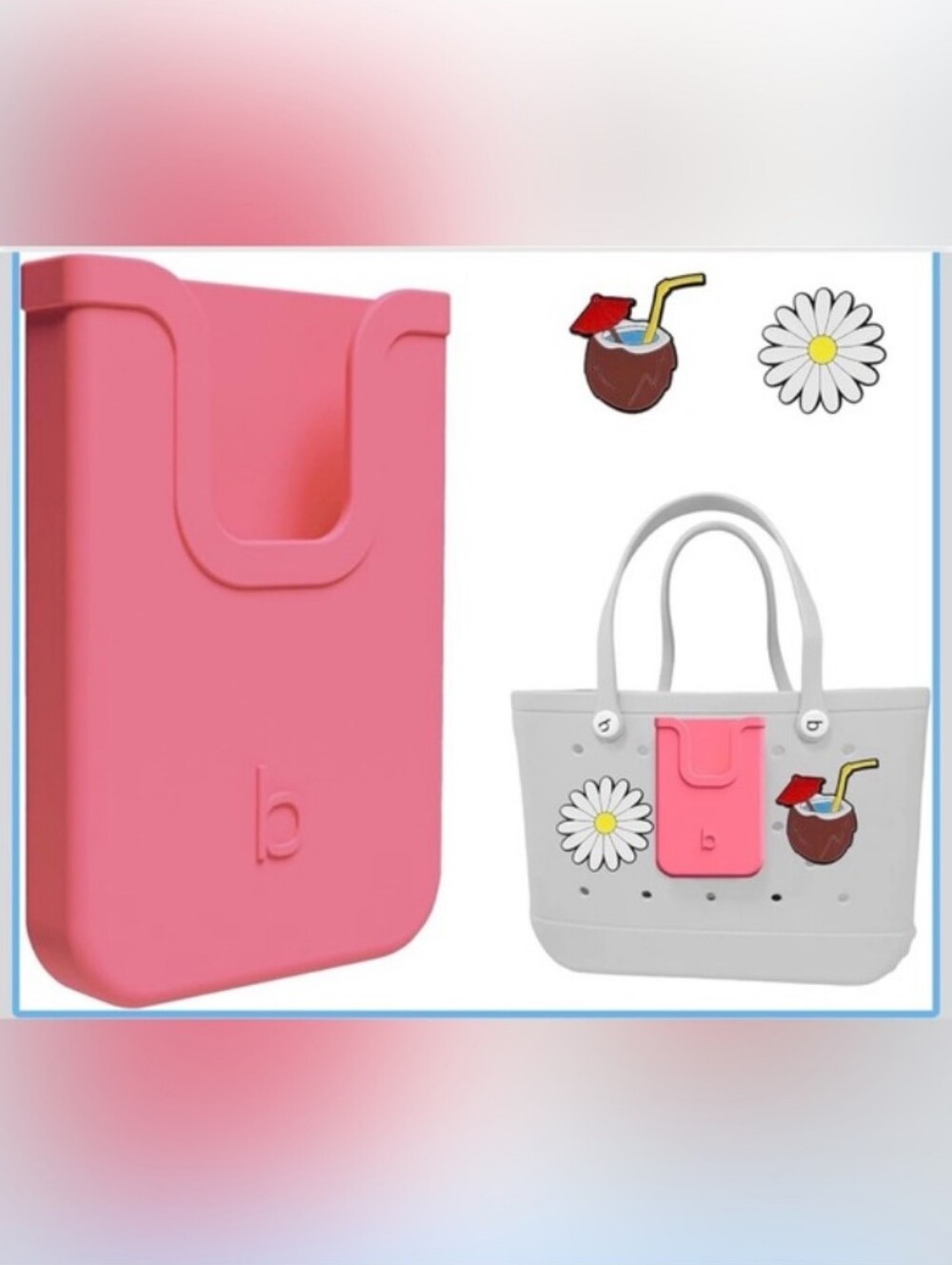 3pc-Phone Pocket & Fun Charms (Pink & Gray🩷🩶 Available)